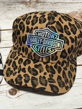 Harley-Davidson Leopard Print Cap with Holographic Shield